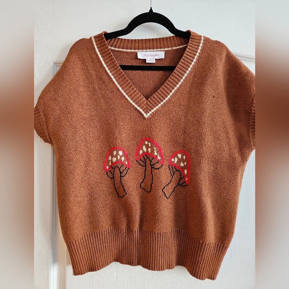 Lisa Says Gah mushroom knit vest m/l - Picture 1 of 4